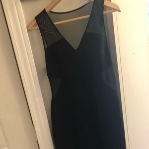 Long floor length sheer cut out with slit dress